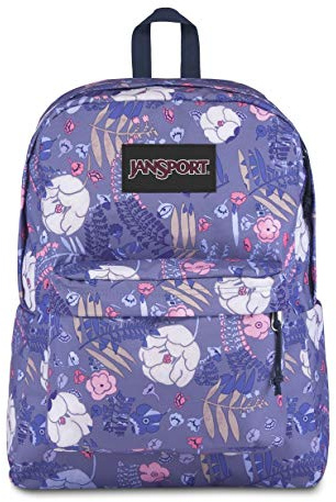 JanSport Black Label Superbreak Backpack - Lightweight School Bag | Blue Liana Vines