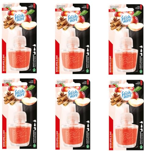 Fresh & More Nachfüllflakons für Duftstecker (6er Pack) Roter Apfel & Zimt, 19ml