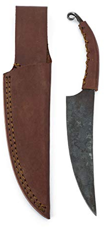 Vehi Mercatus Cuchillo vikingo con funda de piel.