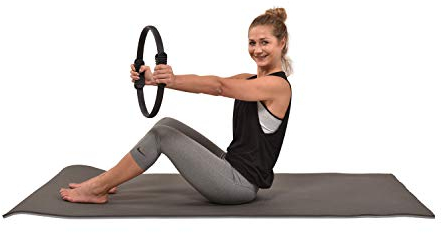top vit Pilates Ring I Doppelgriff Durchmesser 38 cm I Yoga Exercise Ringe 15 Zoll I Magic Circle Dual Grip Übungskreis in schwarz
