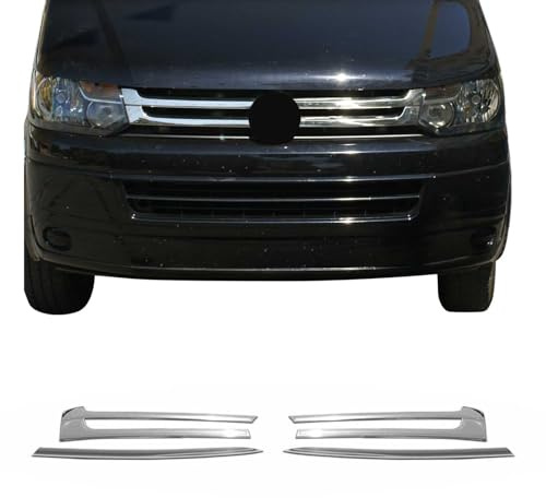 OMAC Kühlergrill Leisten Grillleisten kompatibel mit VW Caravelle T5 2010-2015 Chrom Silber 4x
