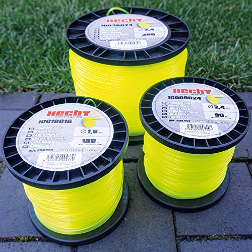 HECHT extra langer und reißfester Mähfaden – Profi-Faden für die perfekte Schnittleistung – ideal für jede Fadenspule – Drei Längen und Durchmesser zur Wahl (2,4 mm x 360 m)