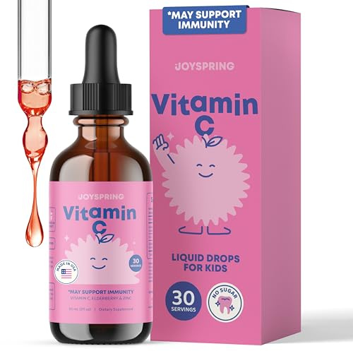 JoySpring Kids Vitamin C Drops, Elderberry, 2 fl oz, 30 Count