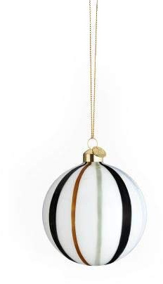 Holmegaard Weihnachtskugel Ø8 cm aus mundgeblasenem Borosilikat, grün Streifen