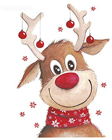 Heat Transfer Sticker Iron-on Appliques Patch Decor,Suitable for Jackets, T-shirts, Jeans, Hats, Clothes, 1pcs Large Christmas Elk