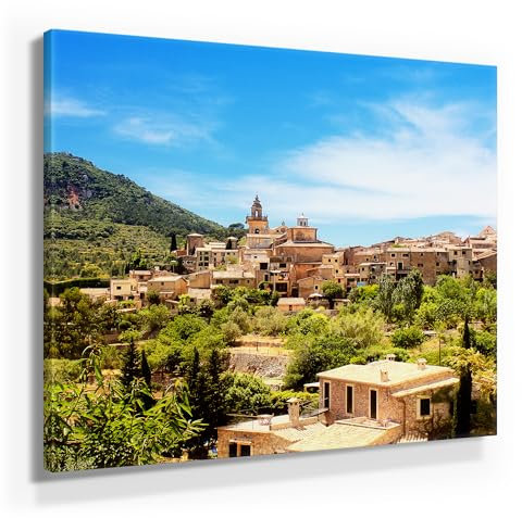 Leinwand Bilder Spanien, Insel Mallorca, Valldemossa - als 80x80cm großes XXL Leinwandbild. Wandbild als Deko für Wohnzimmer & Schlafzimmer. Aufgespannt auf 2cm Holzrahmen