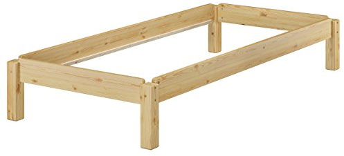 Erst-Holz Kurzes Stapelbett 90x190 stapelbare Liege Kiefer Massivholzbett V-60.48-09-190, Ausstattung:ohne Zubehör