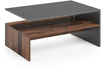 Vicco Couchtisch Amato, Couchtisch mit der Ablage, Anthrazit/Goldkraft Eiche, 90 x 60 cm