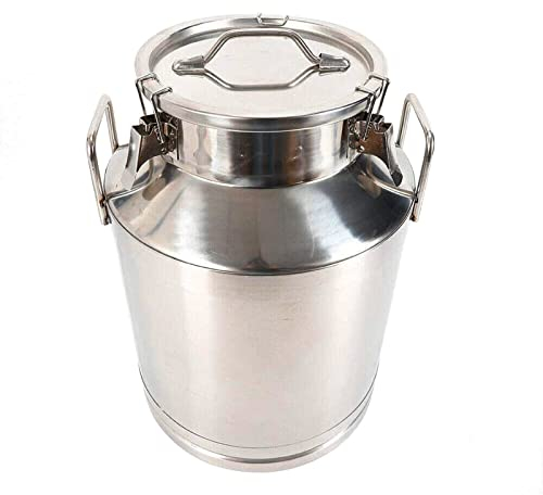 Adima Schwerlast Bauernhof Milchkanne, 304 Edelstahl Milchkanne Weinkübel Milchtopf Milchtransporteimer Ölfass Teedose Milchflasche Silikondichtungstank,25L