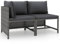vidaXL Gartenmöbel 2-TLG. mit Kissen Mittelsofa Ecksofa Sitzgruppe Sofa Lounge Garten Garnitur Gartenset Gartensofa Sitzgarnitur Poly Rattan Grau