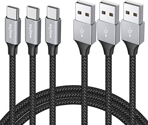 eyjiew USB C Kabel [1M, 3-Stück], USB A auf USB C Ladekabel 3A Schnellladekabel Nylon Typ C Datenkabel für Galaxy S10 S10e S9 S8 S10lite S20 S21+ Plus,A51 A52 A21s A20e A10e A70 A71,iPhone 16 15 Pro