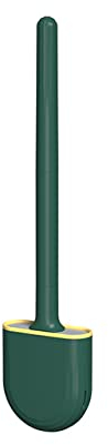 Cepillo de Inodoro de Goma Suave Mango Largo extraíble Cabeza de Silicona Suave Herramientas de Limpieza de baño montadas en la Pared Gadget de Limpieza de Esquina WC-Verde