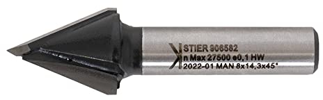 STIER Gipskartonfräser D14,3 mm 45 Grad S8 mm HW