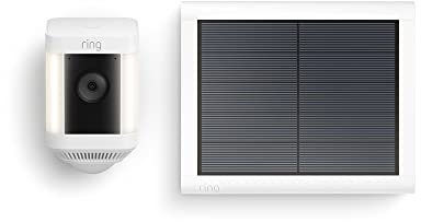 Ring Spotlight Cam Plus Solar von Amazon | 1080p-HD-Video, Gegensprechfunktion, Nachtsicht in Farbe, LED-Spotlights, Sirene, Selbstinstallation