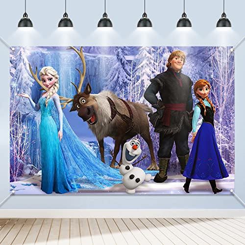 Toile de fond pour fête d'anniversaire de fille La Reine des Neiges - 180 cm x 110 cm - Fournitures de fête - Fournitures de fête pour filles