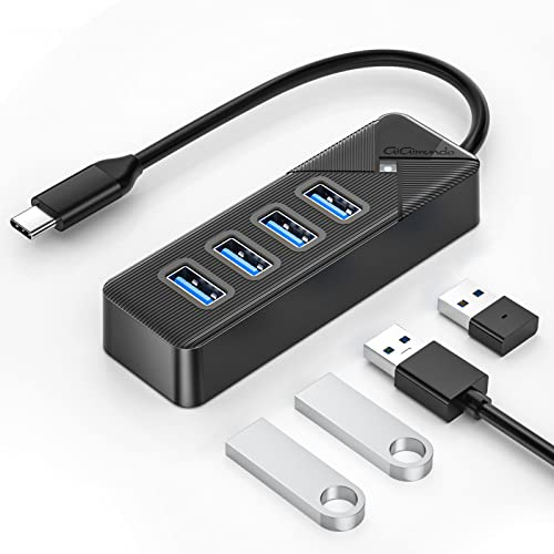 GiGimundo USB C Hub,4 Port USB Hub 3.0 für Laptop, Schnelle Datenübertragung MacBook Adapter USB C(15cm Kabel) Kompatibel mit MacBook, PS4, Surface Pro, Flash Drive, Mobile HDD, Schwarz (PG4U-C3)