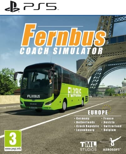 Aerosoft Fernbus Coach Simulator – PlayStation 5 – Englische Version – Realistische Bus-Simulation mit lizenzierten FlixBus-Reisebussen – Europaweite Strecken, Dynamisches Wetter, 100+ Städte