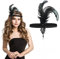WLLHYF 1920er Feder Stirnband, Schwarz 1920er Kopfbedeckung Kopfbedeckung Mode Bling Strass Haarschmuck für Frauen Mädchen Abschlussball Party Dekoration(Schwarze Perlen)