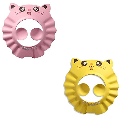 2 Stück Duschhaube Kinder, Duschhaube Baby, Duschhaube Kinder Duschen Baby Shampoo Kappe Haare Waschen Baby Sicherer Shampoo Cap Verstellbarer Silikon Shampoo Schutz Duschhaube Kinder