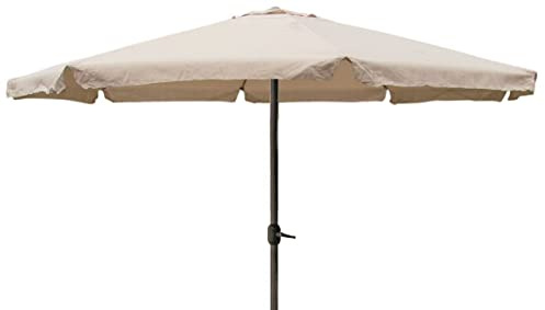 INDA-Exclusiv XXL Alu Sonnenschirm Ø 4 m UV30+ Kurbelschirm Gartenschirm Marktschirm Krempe Sonnenschutz mit Kurbel Gartenschirm, Farben:Beige