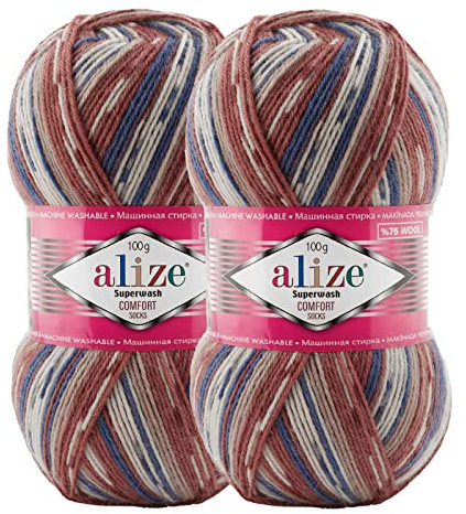 2 x 100g Sockenwolle Superwash Comfort 4-fädig Schurwolle Sockengarn Farbauswahl