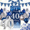 Deko 40. Geburtstag für Männer und Frauen - Blau Banner Hintergrund, Konfetti, Girlande, Wimpel, Luftballons