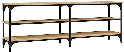 vidaXL Meuble TV, Table TV avec 3 Étagères et Pieds Réglables, Meuble Télé avec Rangement Salle de Séjour, Industriel, Chêne Sonoma Bois d'Ingénierie et Métal