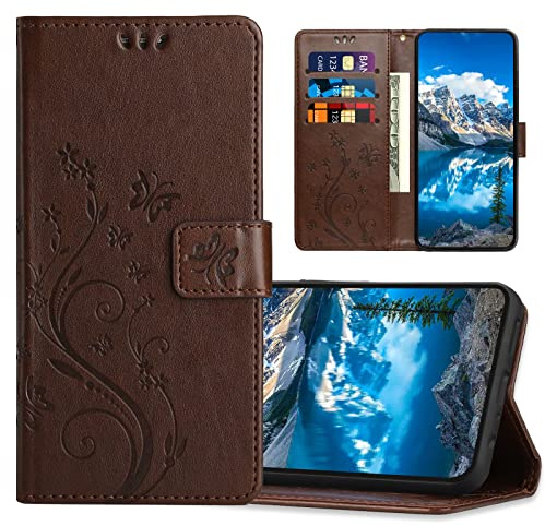 Hülle für Xiaomi Redmi Note 7 / Redmi Note 7 Pro, PU Leder Handyhülle, Klappbar Prägung Brieftasche Stoßfeste Schutzhülle Kompatibel mit Xiaomi Redmi Note 7 / Redmi Note 7 Pro, Braun