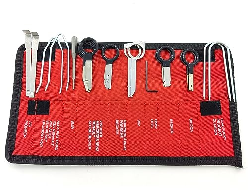 YIENAKFUN Radio Removal Tool Key and Removal Pry Tool Kit Universal Stereo CD Player Removal Key Kit for Most Car and Truck Stainless Steel 20PCS