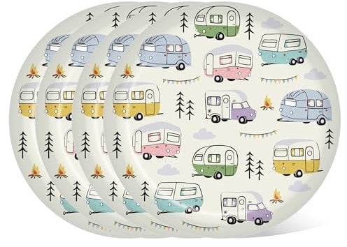 Puckator Wildwood Caravan Set of 4 RPET Picnic Plates