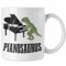 Trendation - Pinaosaurus Piano-Spieler Tasse Geschenk Klavier Kaffee-Becher (Weiß)