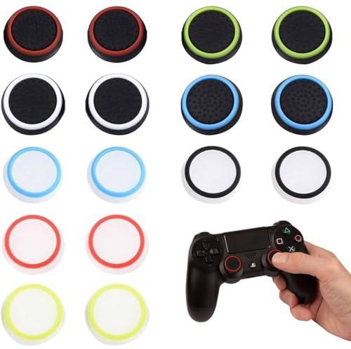 Juego de 16 tapas de agarre de silicona para el pulgar de Xbox, tapas de asistencia de puntería, accesorios de tapa de joystick para mandos ZKSXOA Series X/S PS5, PS4, Xbox 360, PS3, PS2, juego de