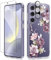 GVIEWIN kompatibel mit Samsung Galaxy S24 Hülle 6,2 2024, mit Displayschutz Schutzfolie + Kamera Schutzfolie, Anti-Gelb Blume Klar PC + TPU Dünn Stoßfest Kratzfest Handyhülle, Kirschblüten/Lila