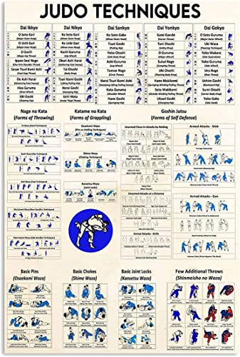 Judo-Techniken-Leitfaden, Metallschild, Judo-Wissensposter, Zuhause, Club, Büro, Wanddekoration, Plakette, 30,5 x 40,6 cm
