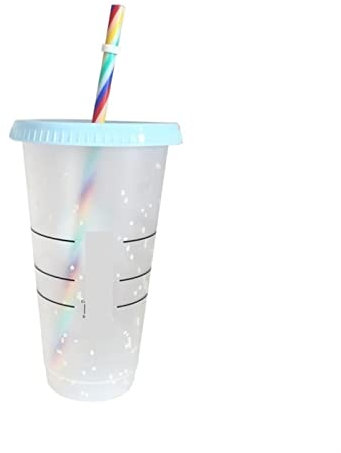 AQQWWER Wasserbecher Straw Cup With Logo And Scale Reusable Colour Cup Magical Plastic Cold Water Color Changing Cup Tumbler Discoloration