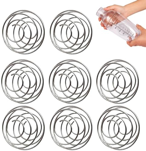 RDNKVB Mélangeur auxiliaire, Tasse de Shaker en Acier Inoxydable, Ensemble de 8 pièces de Boule de Ressort, utilisé pour la Poudre de protéines, la Poudre de Milkshake et d'autres Boissons mélangées