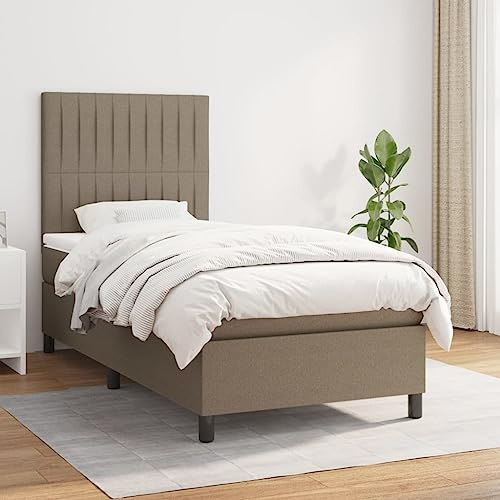 QZZCED Hotelbett Tagesbett Familienbett Gästebett Boxspringbett mit Matratze Taupe 80x200 cm Stoff für Schlafzimmer, Gästezimmer