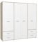 FORTE MOKKARO Schrank 200 210, Kleiderschrank Schlafzimmer Drehtürenschrank Modern, 4-türig mit 4 Schubladen, Einlegeböden und Kleiderstange, Weiß, 206 cm breit x 200 cm hoch x 53 cm tief
