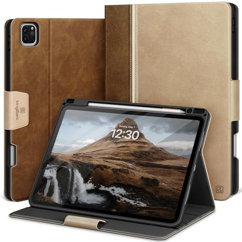 KingBlanc Hülle für iPad Pro 13 (M5 2025/M4 2024) Beige | Design im Notizbuchstil, Stifthalter, PU Leder, Verstellbarer Ständer, Auto Schlaf/Wach, Unterstützt Pencil Pro/USB-C