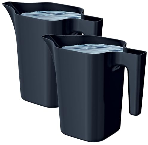 PECZEKO Gießkanne 1,8 Liter für Haus & Garten - aus robustem Kunststoff - giesskanne zur einfachen Bewässerung von Blumen, Pflanzen und zimmerpflanzen 2er-Set (2 Pack) Anthrazit