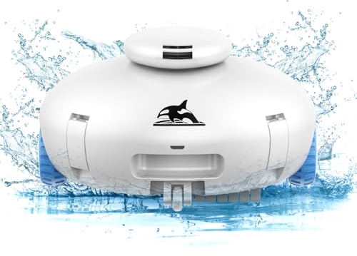 Robot Piscina Batería de 7500 MAh Que Dura 120 Minutos Robot Limpiafondos Piscina con Motor Doble stacionamiento Automático, Potente succión, Automatico Aspirador Piscina para Piscinas de Fondo Plano