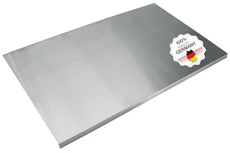 Arbeitsplatte Knetbrett Edelstahl [80x50 cm] - Für Kneten, Schneiden & Backen - Küchenplatte mit Anschlagkante - Auch als Nudelbrett, Backbrett, Teigbrett - Schneidebrett Platte Küche