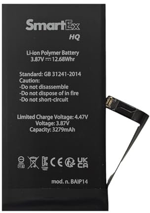 Smartex® Akku kompatibel mit iPhone 14 | Kapazität 3279 mAh | Ersatzakku ohne Ladezyklen