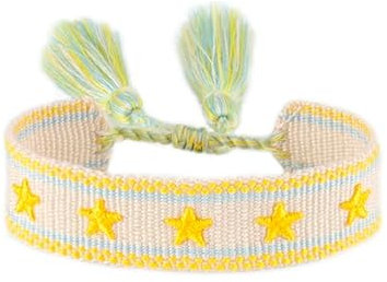 Generisch gewebtes Armband, Freundschaftsarmband, Webarmband, besticktes Armband (STERNCHEN gelb blau)