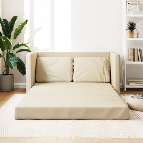 Keyroto Schlafsofa Sofa mit schlaffunktion Schlafcouch Sofa Bed Sofabett Sofa mit schlaffunktion fürsWohnzimmer Schlafzimmer Heimkino Gästezimmer-Creme-Stoff