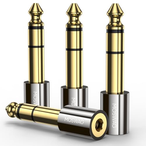 MOSWAG Klinke Adapter, 6.35mm auf 3.5 Stereo Adapte 4 Stück, 3.5mm Klinke auf 6.35mm Stecker Kopfhörer Adapterfür für Kopfhörer, Verstärker, Elektro/Digitalpiano, Heimkino, Mixer, und mehr