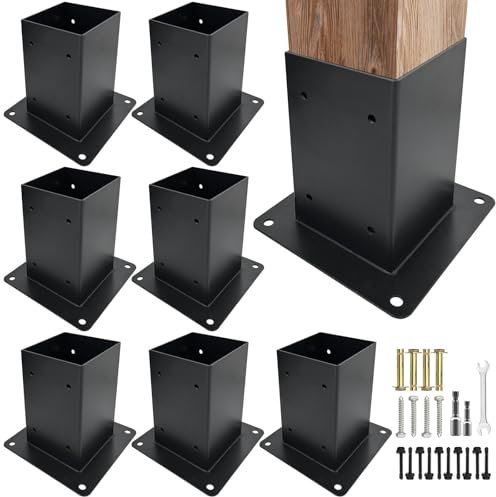 ITeVe.GD Post Anchor Base,Concrete Wood Fence Post Base for 4 x 4(Actual:3.5 x 3.5) Lumber,Pergola Post Holder for Deck Post,Fence Post,Porchs Post W/Hardware (8Pack)