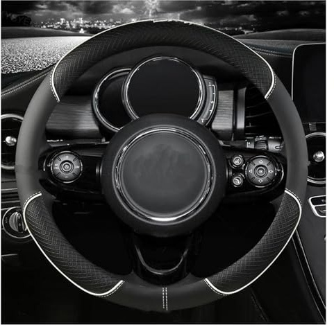 Lenkrad Abdeckung Für MINI Für Cooper Für R50 Für R55 Für R56 Für F57 Für Clubman Für Countryman Für Clubvan Für Coupe Auto Lenkrad Abdeckung Lenkradschutz(White)