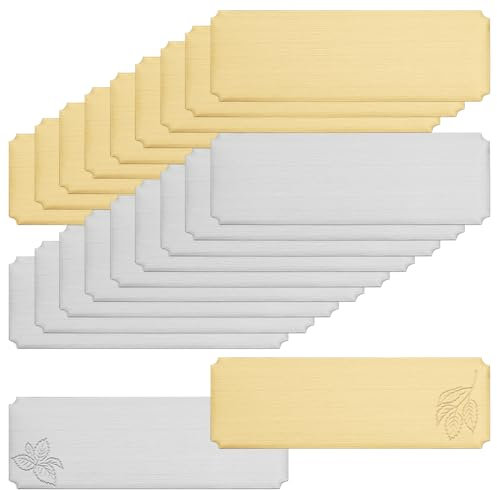 UNICRAFTALE 2 Colors 30pcs 76mm Long Name Plates Laser Engraved Blank Rectangle Plate Stainless Steel Name Tag Frame Name Label Art Tag for Frame with Adhesive Backing Personalized Nameplate