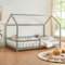 [en.casa] Kinderbett Hesel Hausbett Grau 140 x 200 cm mit Rausfallschutz und Lattenrost Bodenbett Jugendbett Holzbett